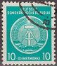 Germany 1954 Coat Of Arms 10 DM Green Scott  O4. DDR 1954 O4. Uploaded by susofe